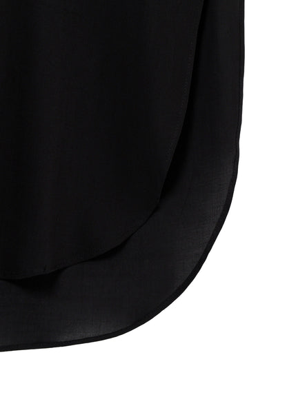 CELLULOSE LAWN COLLAR TAB LONG BLOUSE
