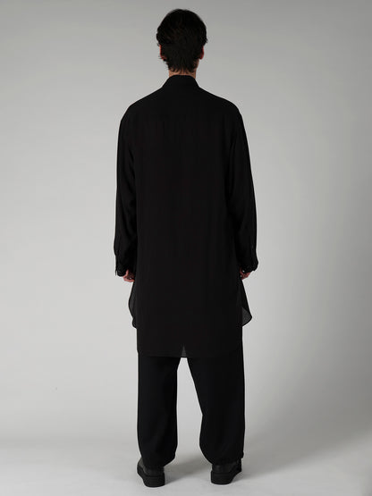 CELLULOSE LAWN COLLAR TAB LONG BLOUSE