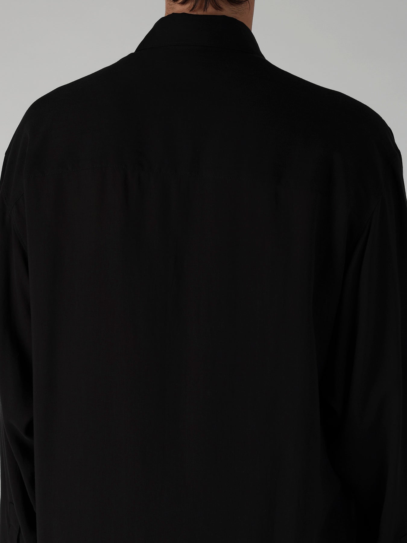 CELLULOSE LAWN COLLAR TAB LONG BLOUSE