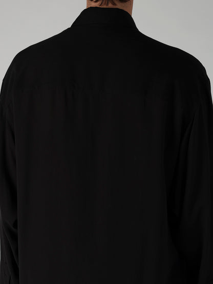 CELLULOSE LAWN COLLAR TAB LONG BLOUSE