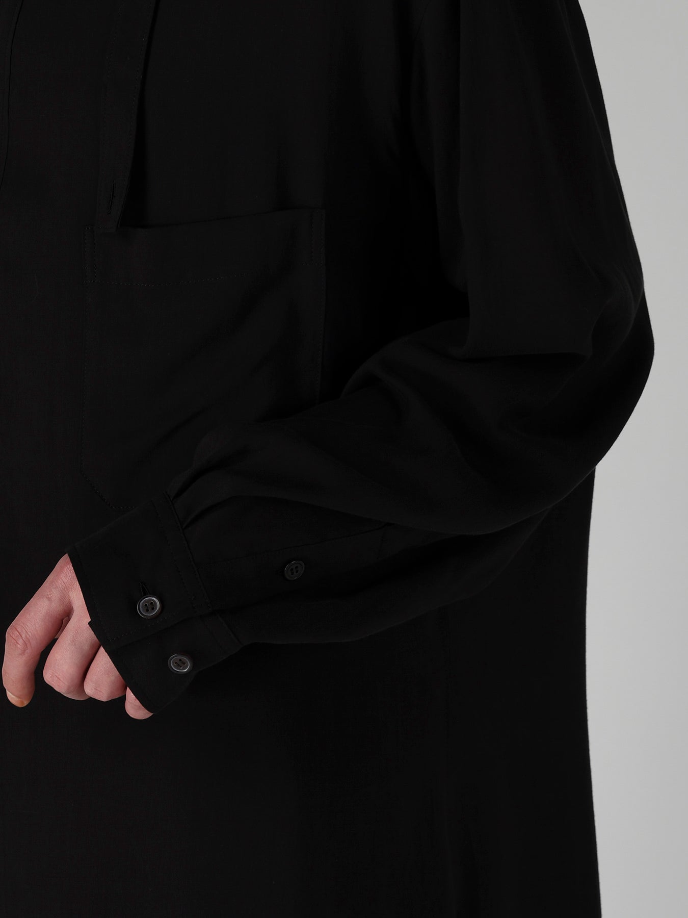 CELLULOSE LAWN COLLAR TAB LONG BLOUSE