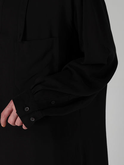 CELLULOSE LAWN COLLAR TAB LONG BLOUSE