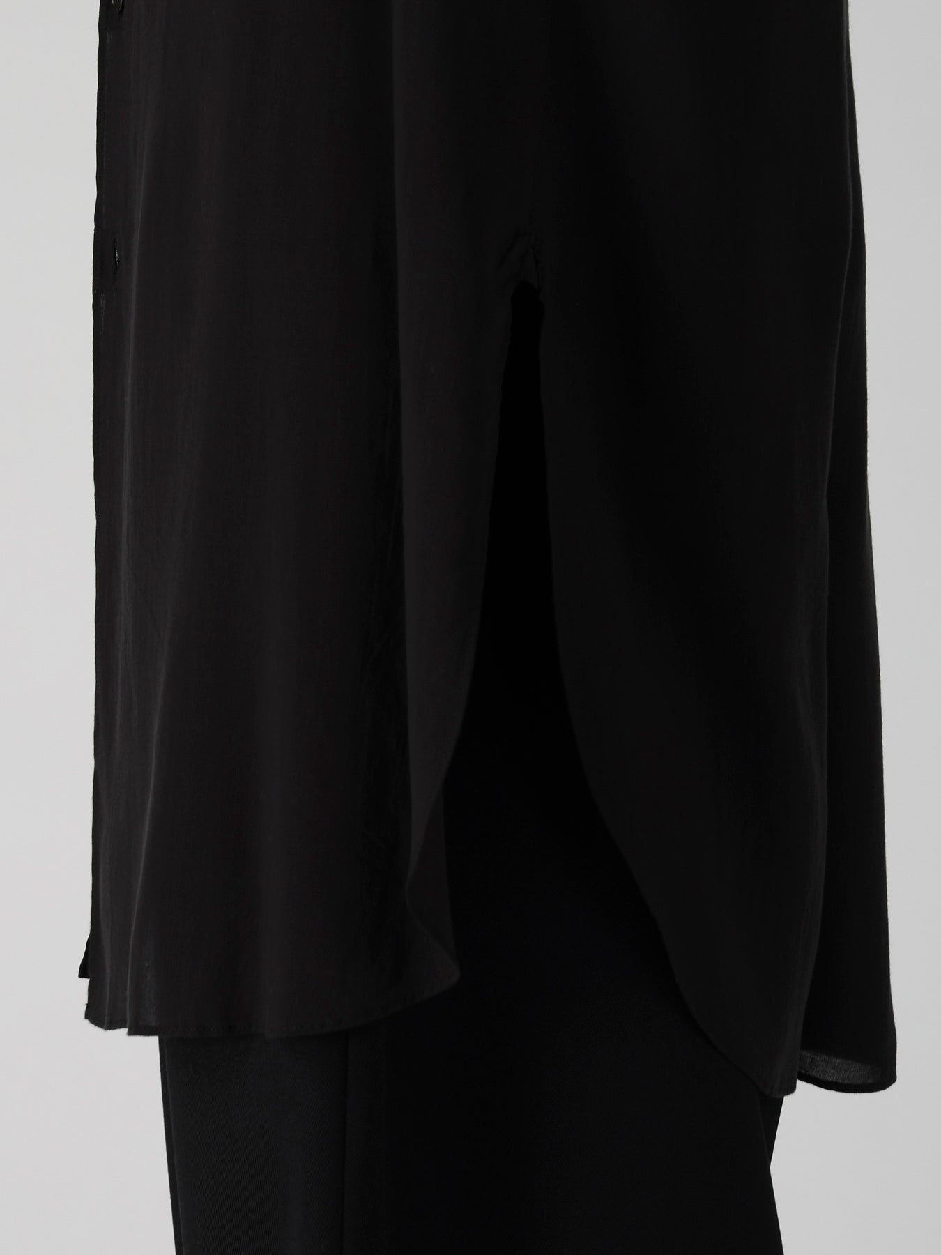 CELLULOSE LAWN COLLAR TAB LONG BLOUSE