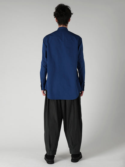 PE/NY SPLIT YARN TAFFETA POCKET DETAIL BLOUSE
