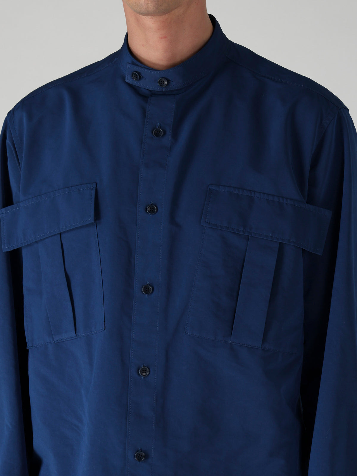 PE/NY SPLIT YARN TAFFETA POCKET DETAIL BLOUSE