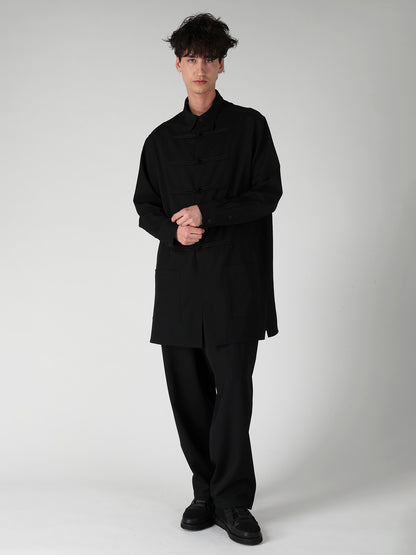 WOOL GABARDINE CHINA BUTTON BLOUSE