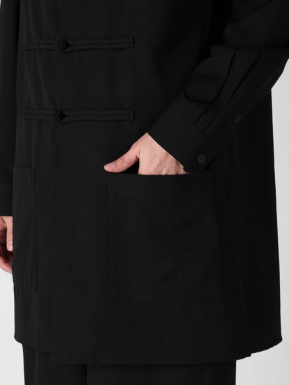 WOOL GABARDINE CHINA BUTTON BLOUSE