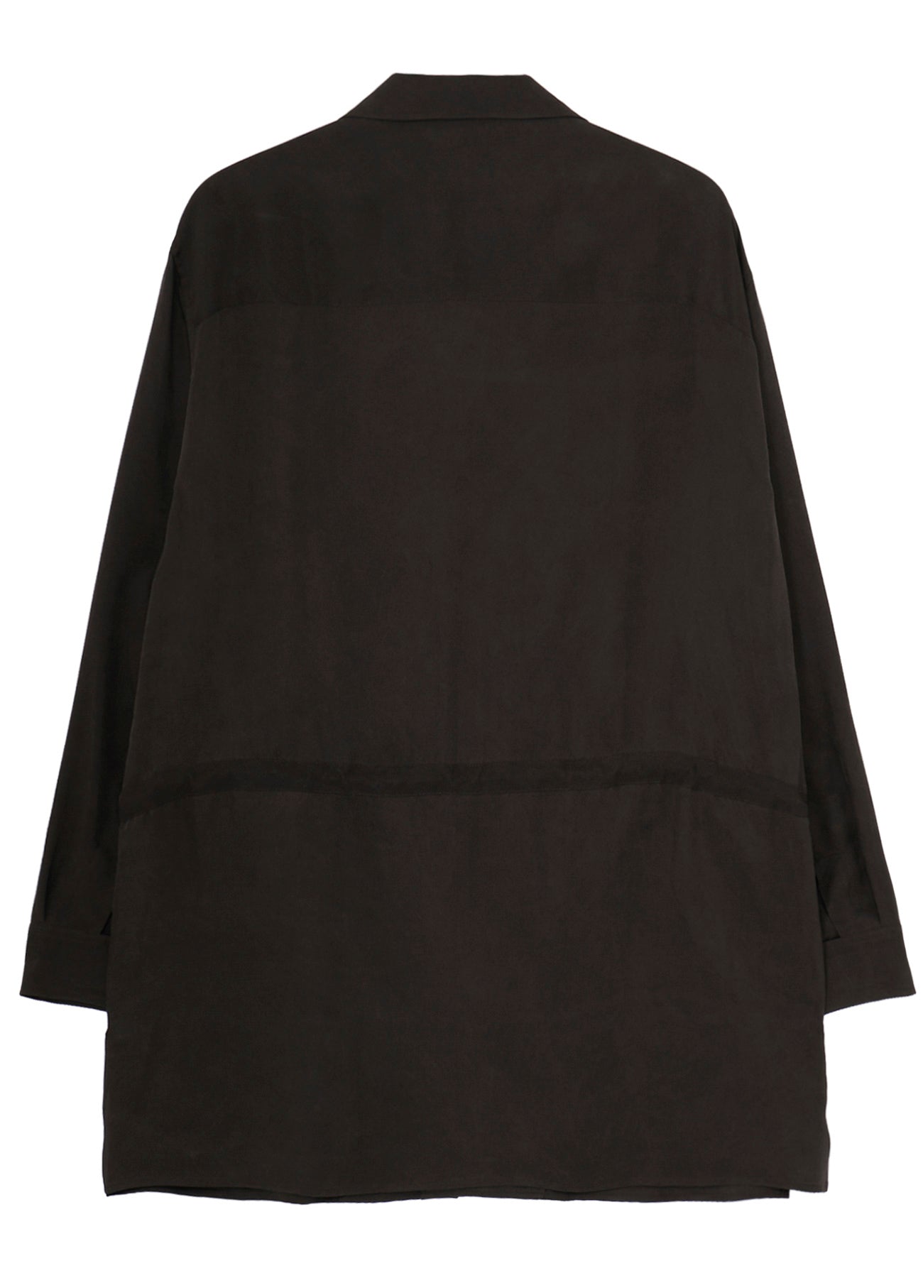 PIGMENT DYE TWILL OPEN COLLAR WAIST STRING BLOUSE
