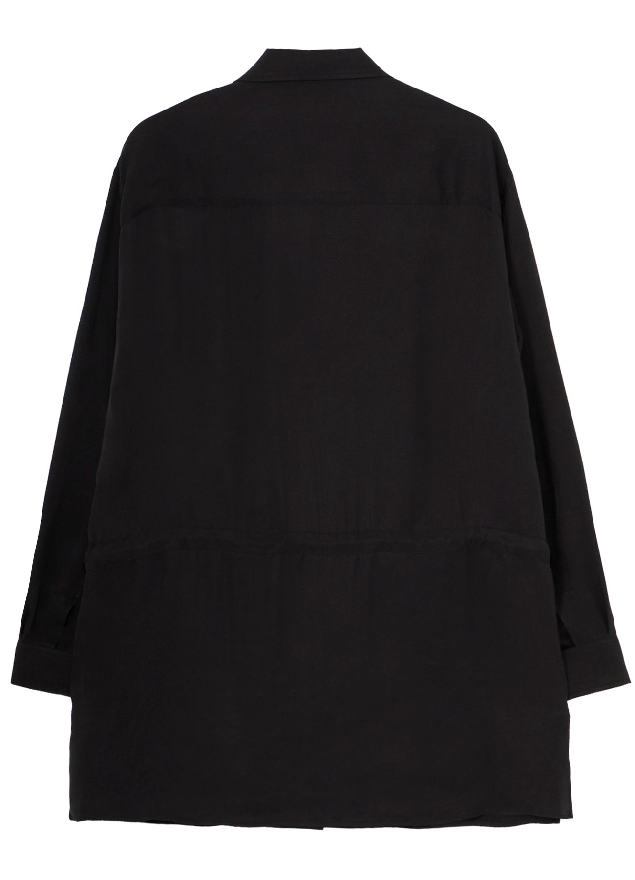 PIGMENT DYE TWILL OPEN COLLAR WAIST STRING BLOUSE