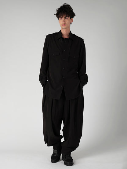 TA SLUB DE CHINE COLLAR TAB BLOUSE