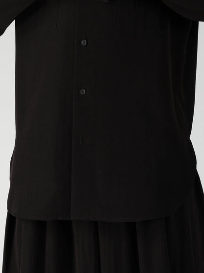 TA SLUB DE CHINE COLLAR TAB BLOUSE