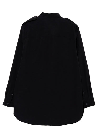 TA SLUB DE CHINE COLLAR TAB BLOUSE