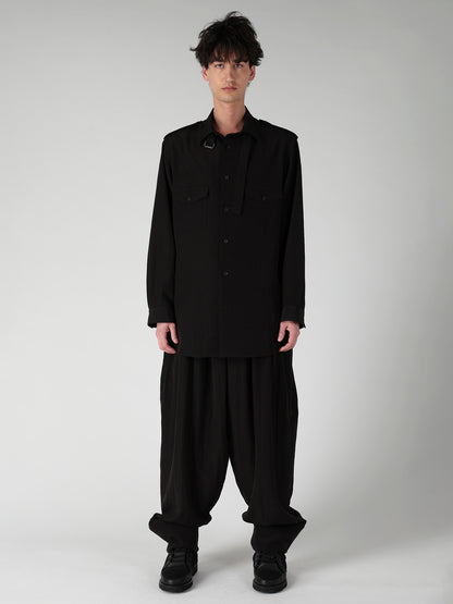 TA SLUB DE CHINE COLLAR TAB BLOUSE