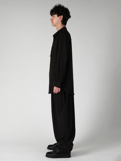 TA SLUB DE CHINE COLLAR TAB BLOUSE