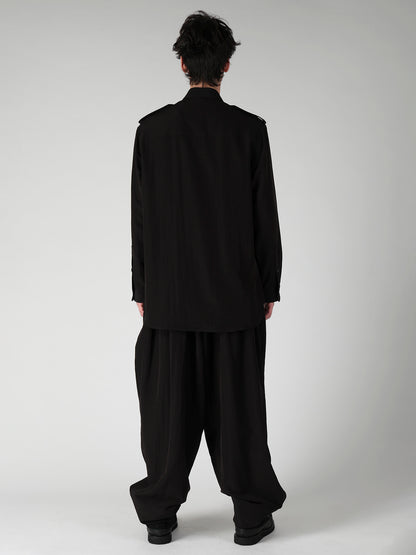 TA SLUB DE CHINE COLLAR TAB BLOUSE