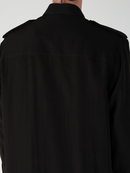 TA SLUB DE CHINE COLLAR TAB BLOUSE