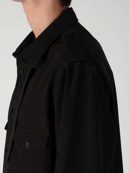 TA SLUB DE CHINE COLLAR TAB BLOUSE