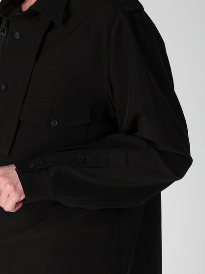TA SLUB DE CHINE COLLAR TAB BLOUSE