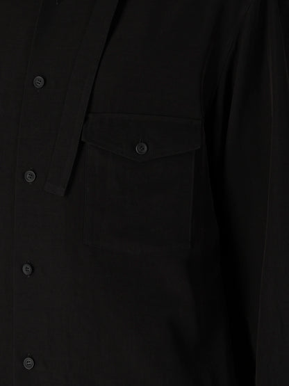 TA SLUB DE CHINE COLLAR TAB BLOUSE