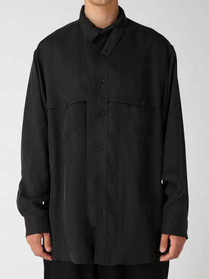 PIGMENT DYE TWILL CHEST DETAIL BLOUSE