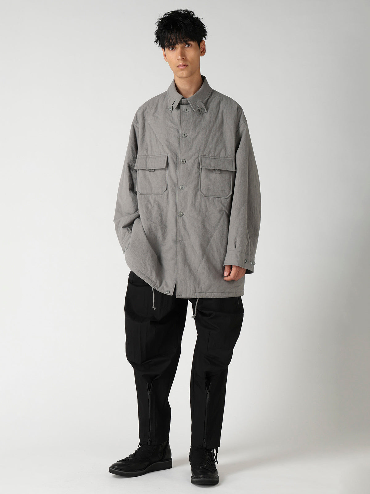 LI/C GREY CANVAS PADDED BLOUSE BLOUSON