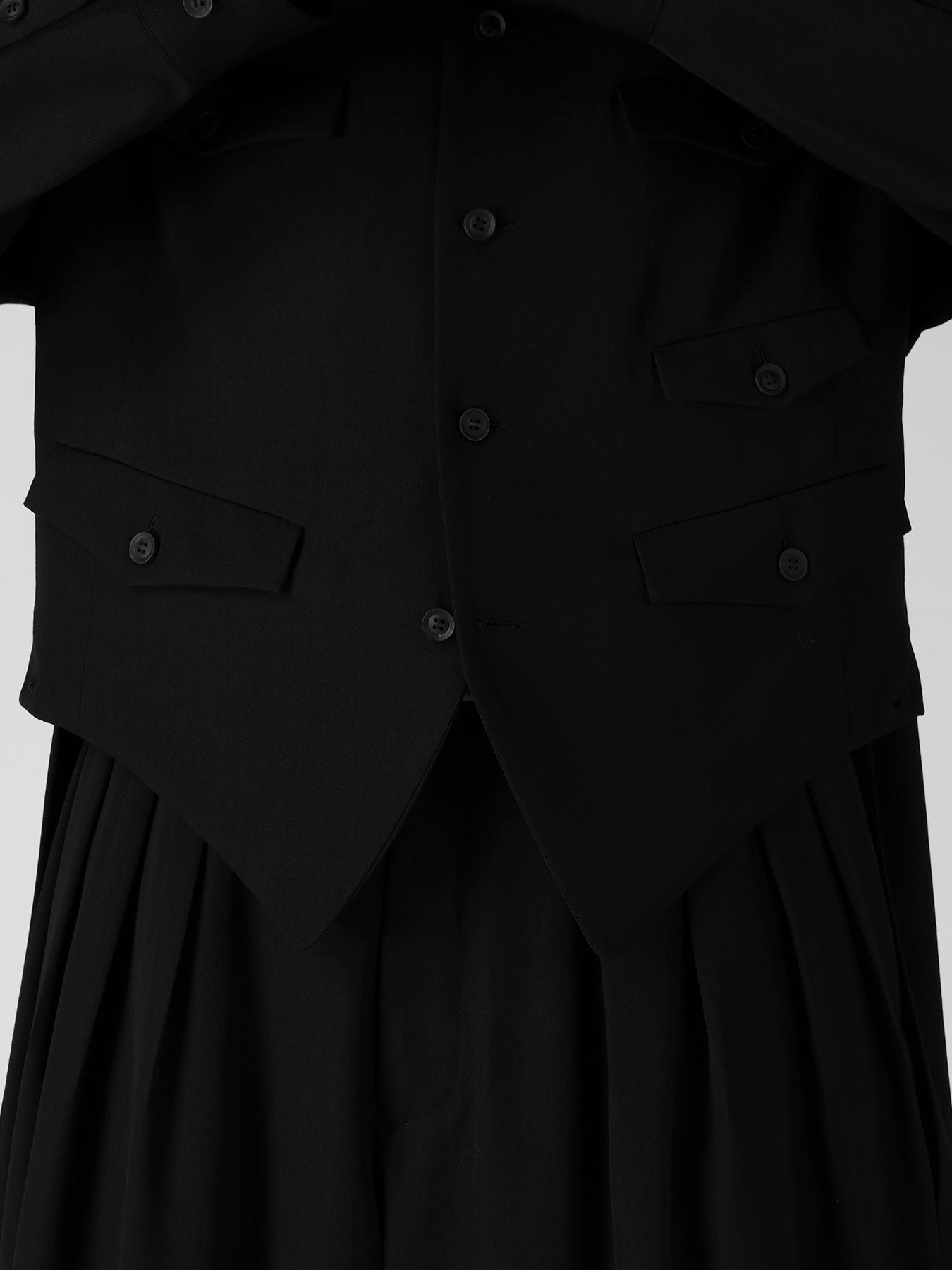 WOOL GABARDINE VEST LAYERED BLOUSE