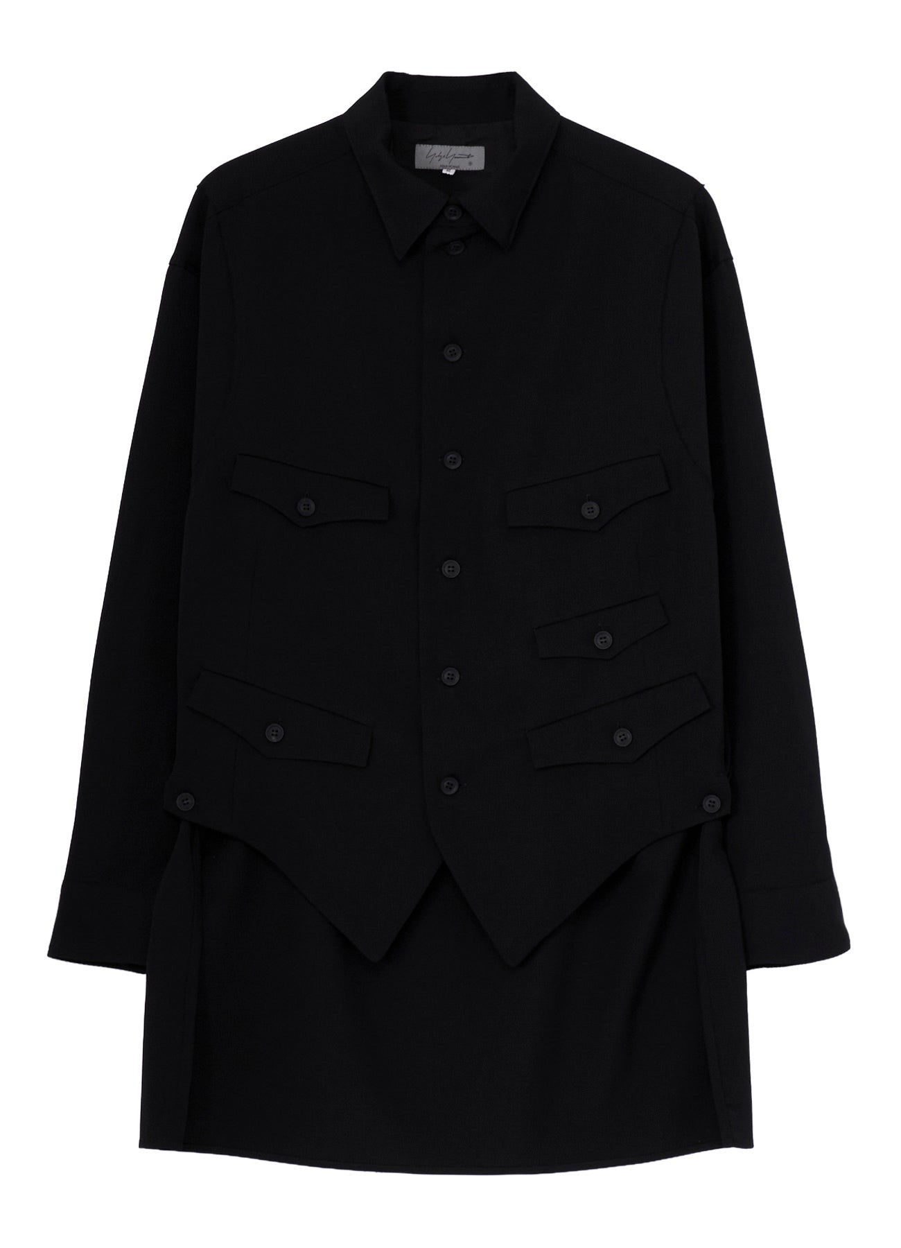 WOOL GABARDINE VEST LAYERED BLOUSE