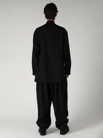 WOOL GABARDINE VEST LAYERED BLOUSE