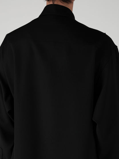WOOL GABARDINE VEST LAYERED BLOUSE