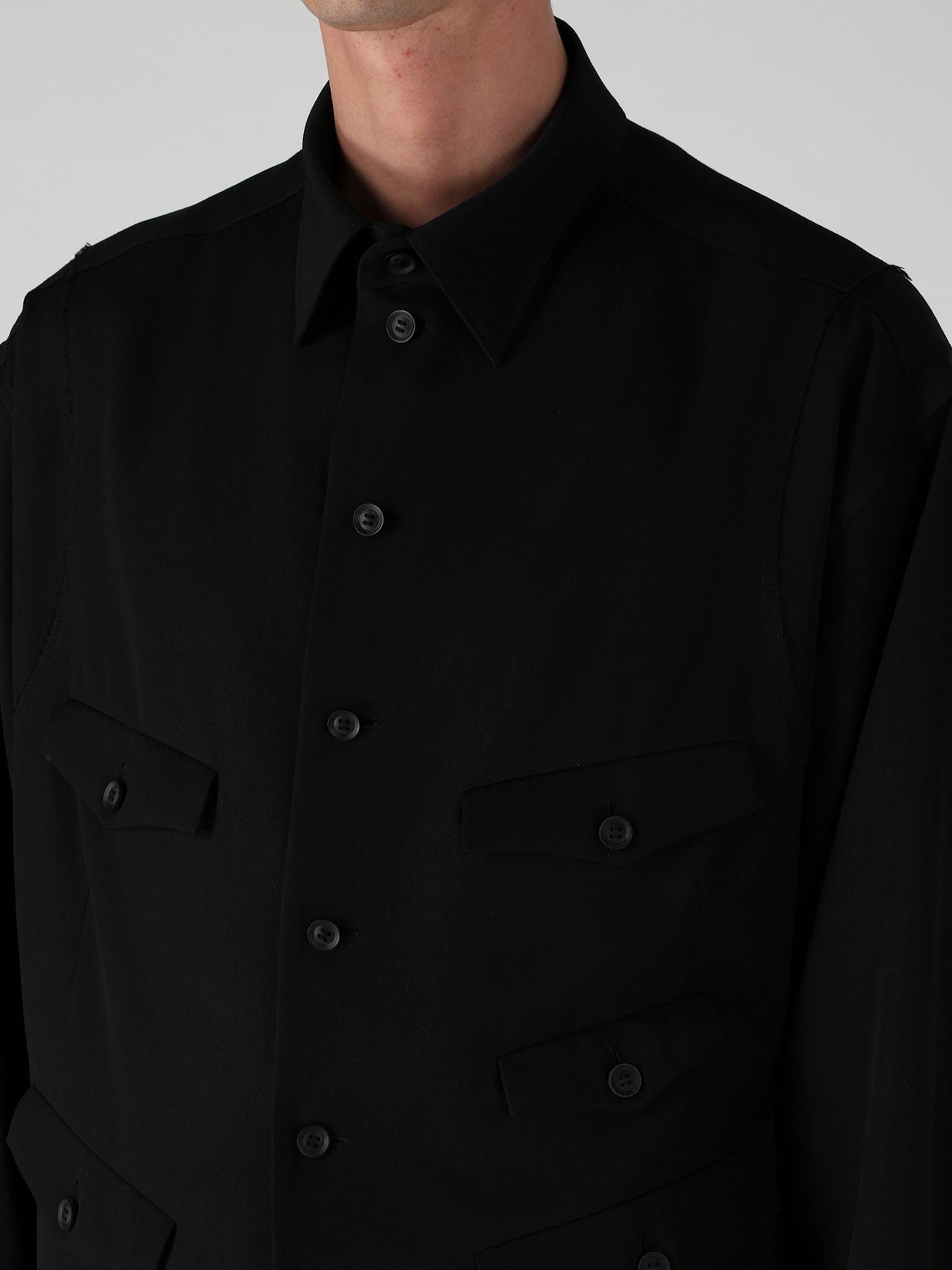 WOOL GABARDINE VEST LAYERED BLOUSE – THE SHOP YOHJI YAMAMOTO