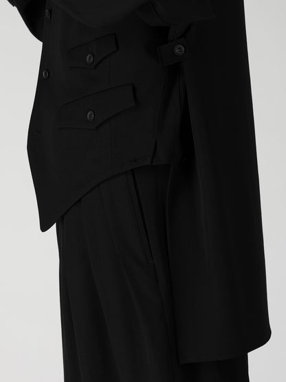 WOOL GABARDINE VEST LAYERED BLOUSE