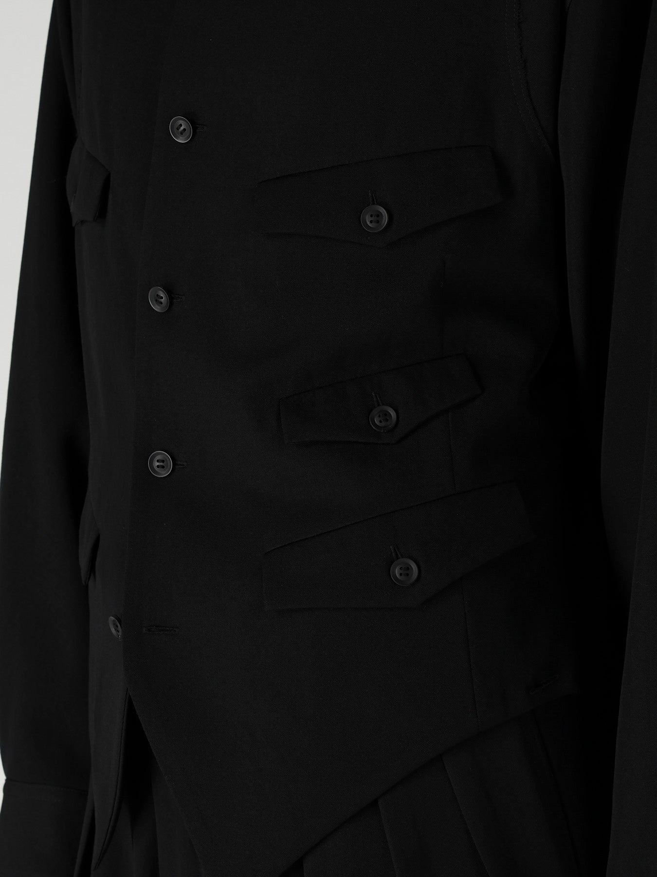 WOOL GABARDINE VEST LAYERED BLOUSE