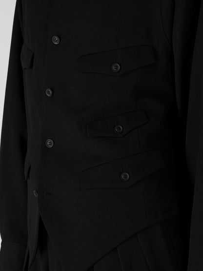 WOOL GABARDINE VEST LAYERED BLOUSE