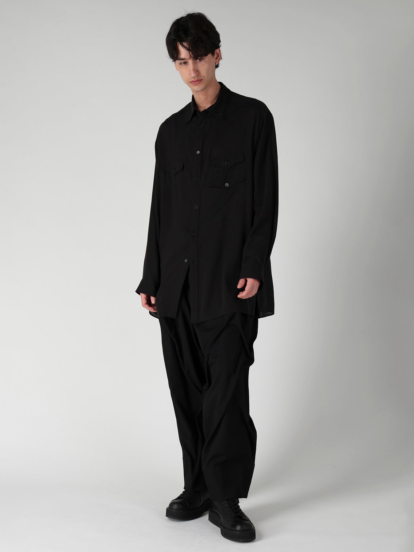CELLULOSE LAWN 3 FLAP ASYMMETRY BLOUSE