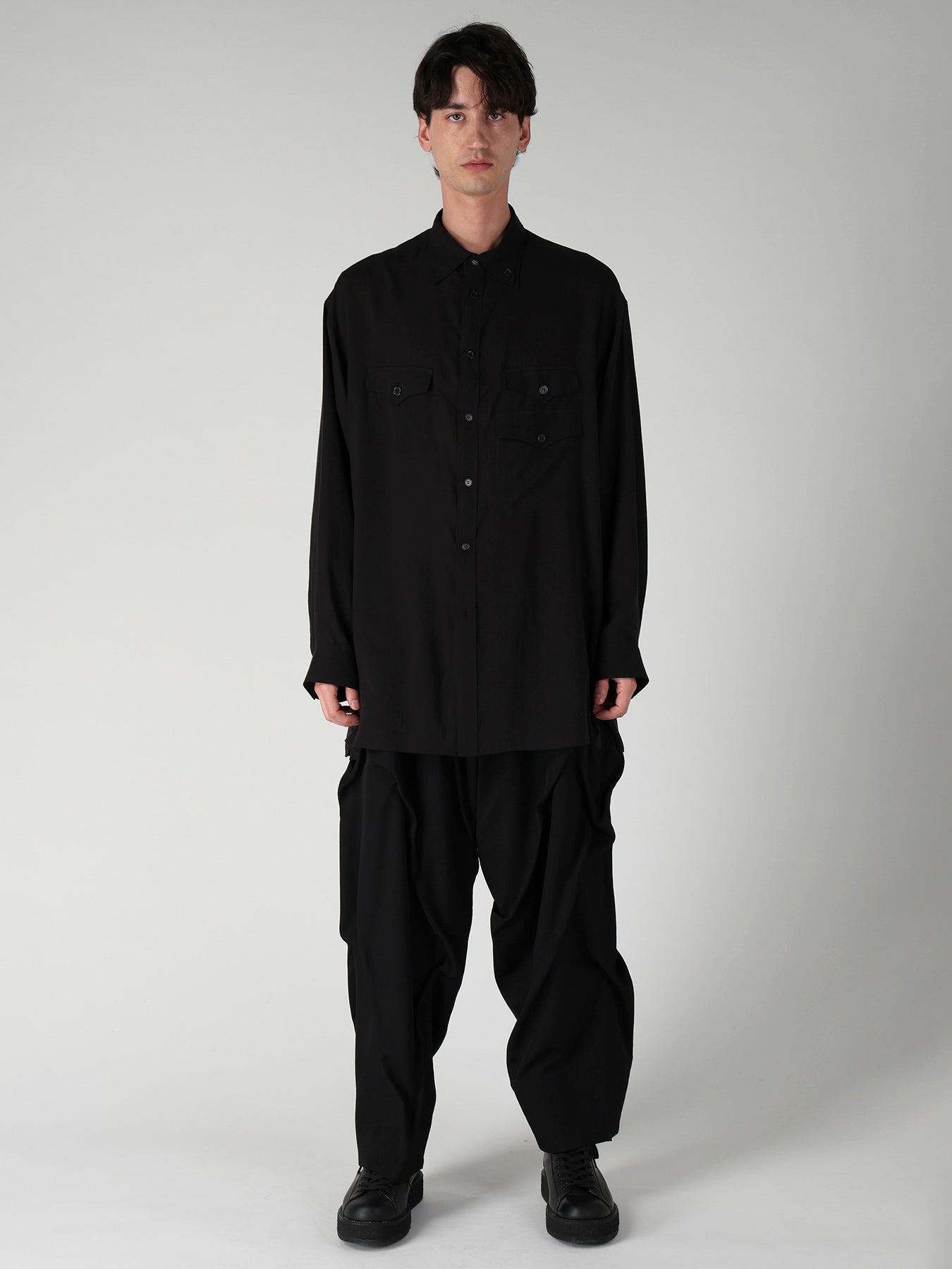 CELLULOSE LAWN 3 FLAP ASYMMETRY BLOUSE