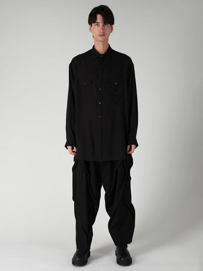CELLULOSE LAWN 3 FLAP ASYMMETRY BLOUSE