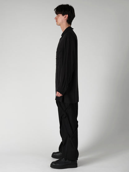 CELLULOSE LAWN 3 FLAP ASYMMETRY BLOUSE