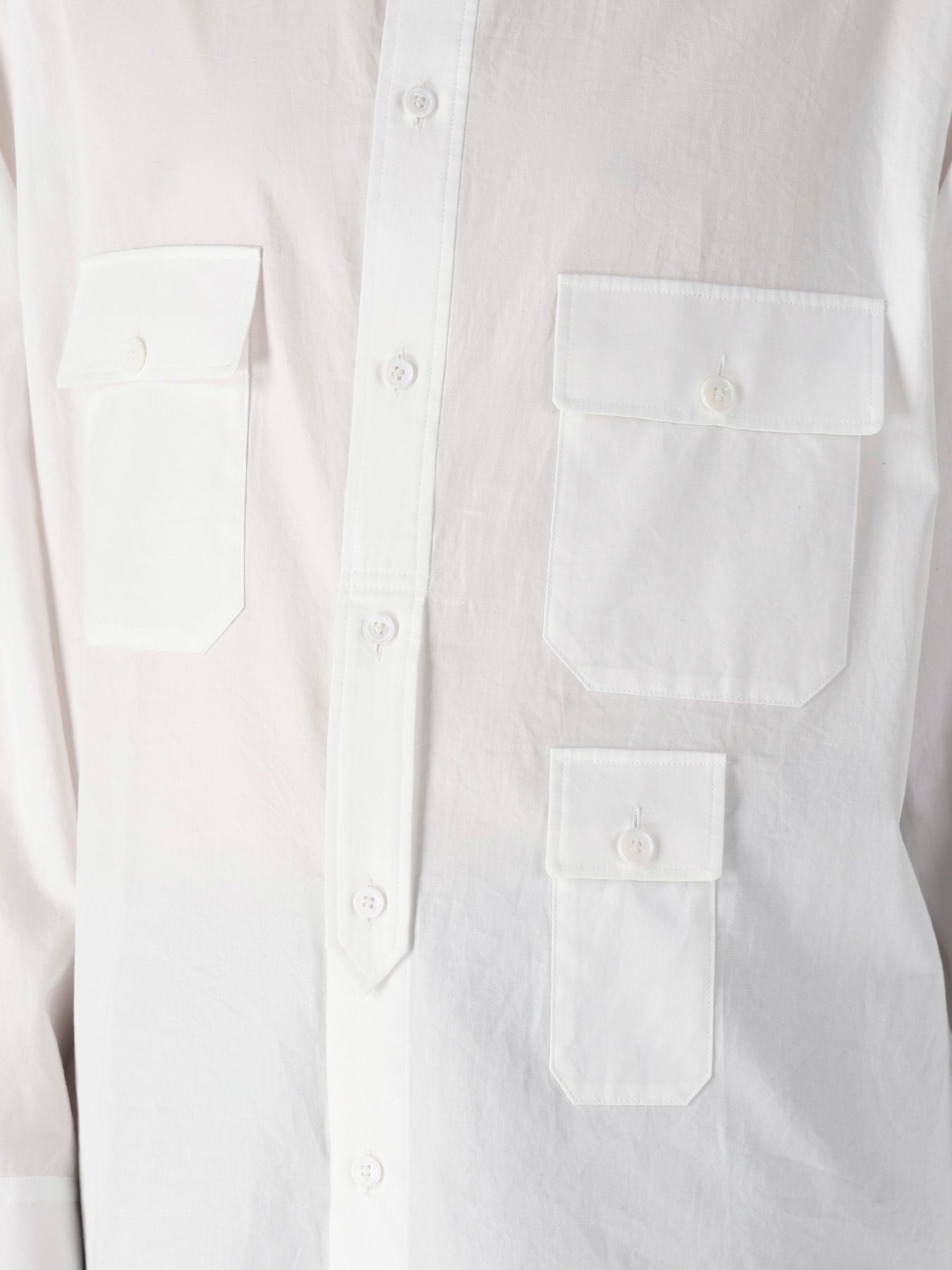 COTTON BROAD PEN POCKET DOUBLE COLLAR BLOUSE