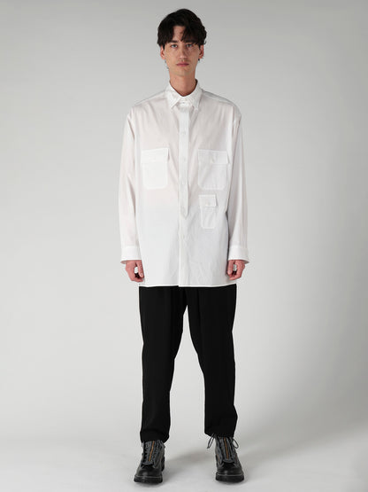 COTTON BROAD PEN POCKET DOUBLE COLLAR BLOUSE