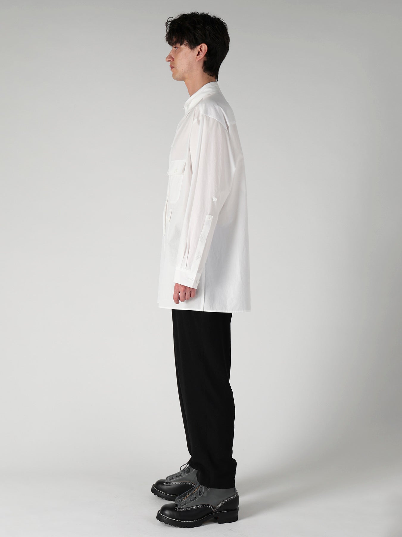 COTTON BROAD PEN POCKET DOUBLE COLLAR BLOUSE