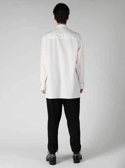 COTTON BROAD PEN POCKET DOUBLE COLLAR BLOUSE