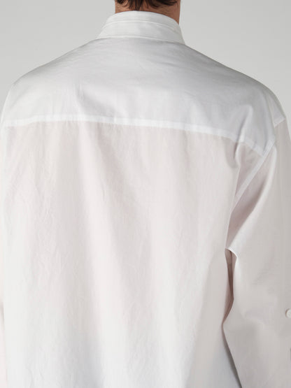 COTTON BROAD PEN POCKET DOUBLE COLLAR BLOUSE