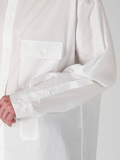COTTON BROAD PEN POCKET DOUBLE COLLAR BLOUSE