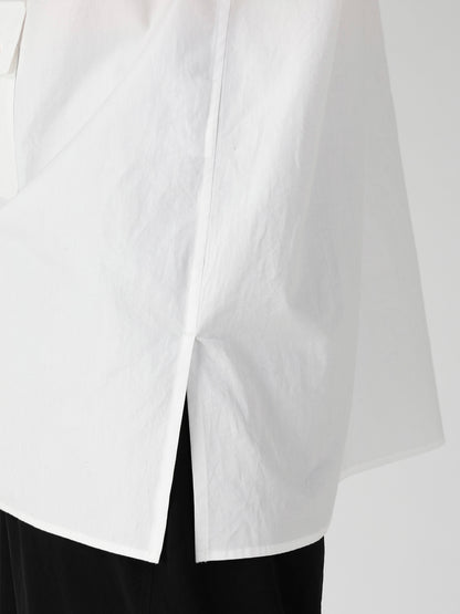 COTTON BROAD PEN POCKET DOUBLE COLLAR BLOUSE