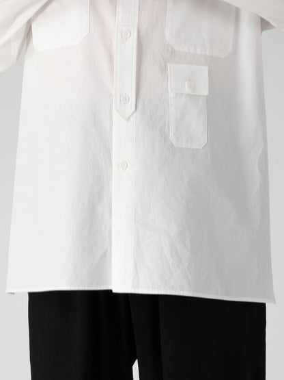 COTTON BROAD PEN POCKET DOUBLE COLLAR BLOUSE