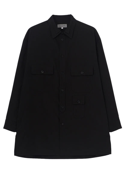 COTTON BROAD PEN POCKET DOUBLE COLLAR BLOUSE
