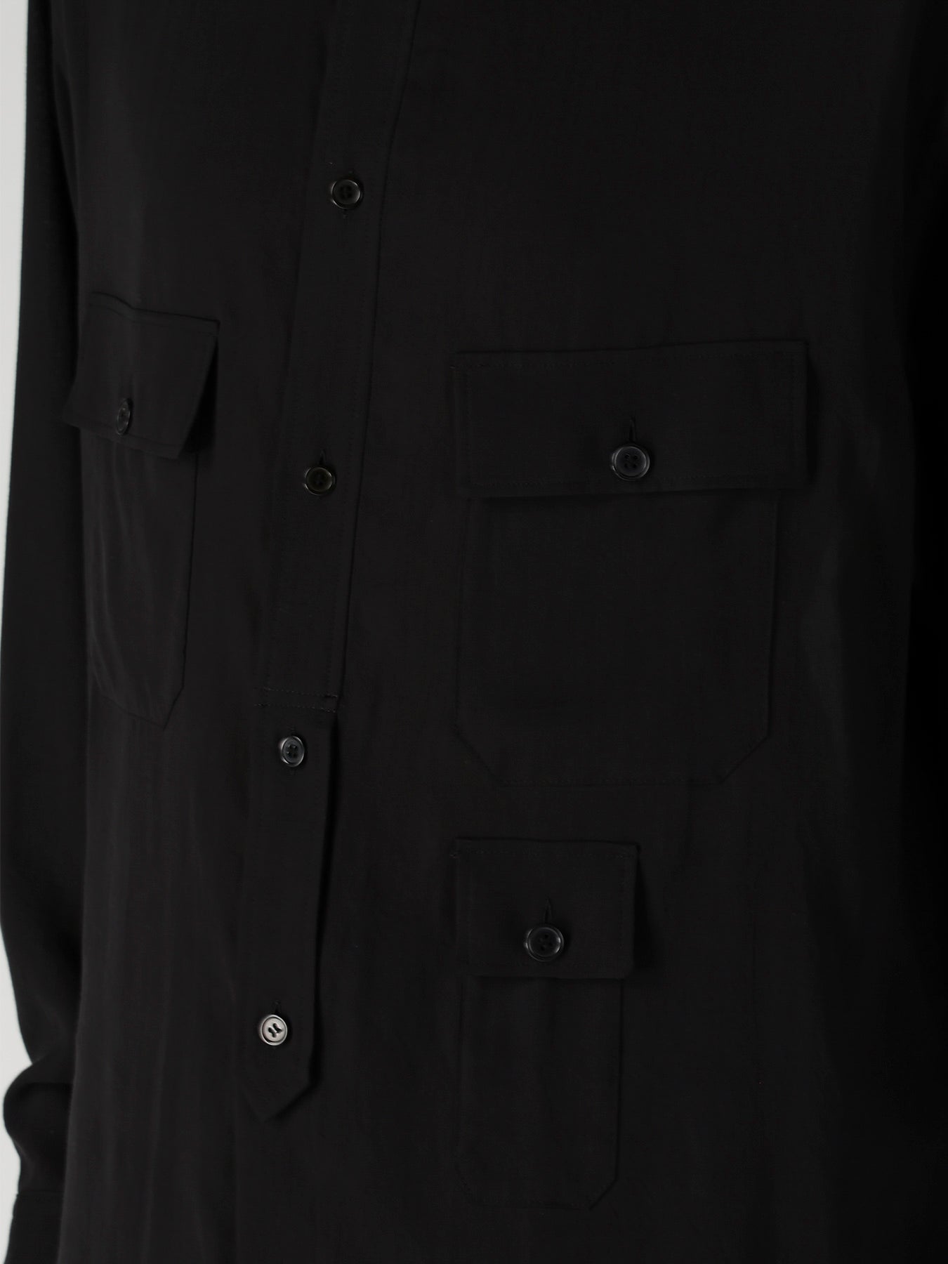 CELLULOSE LAWN PEN POCKET DOUBLE COLLAR BLOUSE