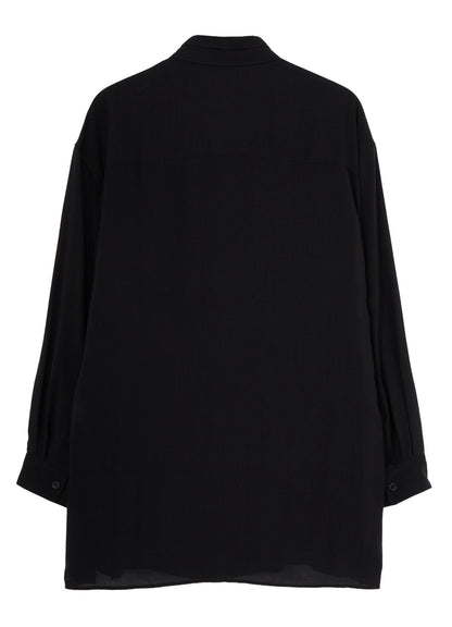 CELLULOSE LAWN PEN POCKET DOUBLE COLLAR BLOUSE