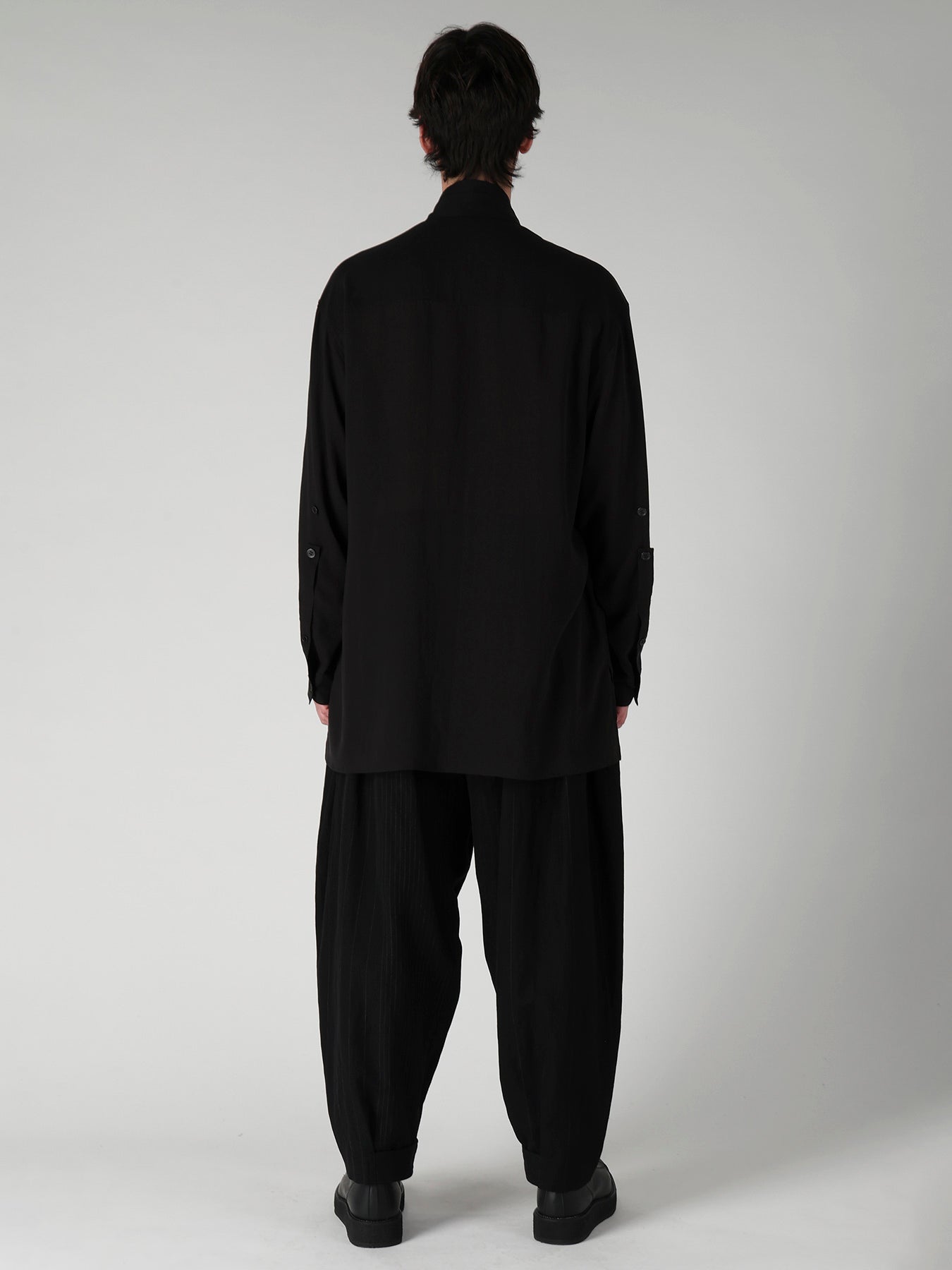 CELLULOSE LAWN PEN POCKET DOUBLE COLLAR BLOUSE