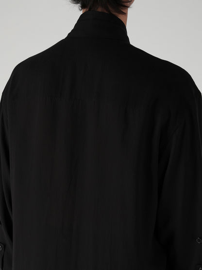CELLULOSE LAWN PEN POCKET DOUBLE COLLAR BLOUSE